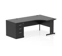 Impulse 1600 RH Crescent Desk Cable Managed Leg Black/Black 800 DH Ped