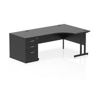 Impulse 1600 RH Crescent Desk Cantilever Black/Black 800 Desk High Ped