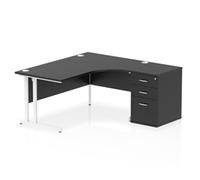 Impulse 1600 RH Crescent Desk Cantilever Black/White 600 Desk High Ped