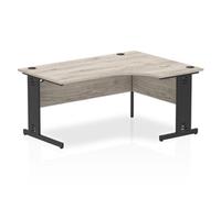 Impulse 1600 RH Crescent Desk Grey Oak Top Black Cable Managed Leg