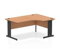 Impulse 1600 RH Crescent Desk Oak Top Black Cable Managed Leg