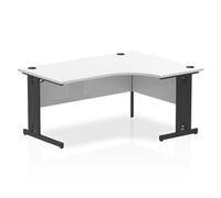 Impulse 1600 RH Crescent Desk White Top Black Cable Managed Leg