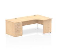 Impulse Bench 1600mm Right Crescent Office Desk Maple Top Panel End Leg Workstat