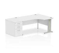 Dynamic Wave Right Hand Office Desk White MFC Cable Managed Cantilever Leg Grey Frame Impulse 2030/1200 x 800/600 x 730mm