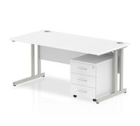 Impulse 1600 Straight Cantilever Workstation with Three drawer mobile