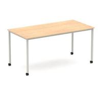 Impulse 1600 Straight Table Maple Top Silver Box Frame Leg Castors
