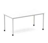 Impulse 1600 Straight Table White Top Silver Box Frame Leg Castors