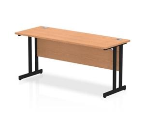 Impulse 1600 x 600mm Straight Desk Oak Top Black Cantilever Leg