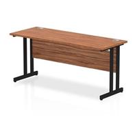 Impulse 1600 x 600mm Straight Desk Walnut Top Black Cantilever Leg