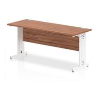 Impulse 1600 x 600mm Straight Desk Walnut Top White Cable Managed Leg