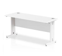 Impulse 1600 x 600mm Straight Desk White Top White Cable Managed Leg