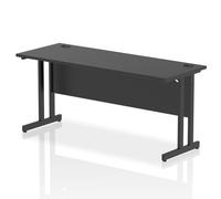 Impulse 1600 x 600mm Straight Office Desk Black Top Black Cantilever Leg
