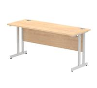 Impulse 1600 x 600mm Straight Office Desk Maple Top Silver Cantilever Leg