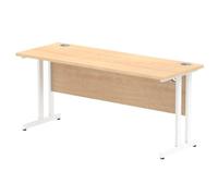 Impulse 1600 x 600mm Straight Office Desk Maple Top White Cantilever Leg