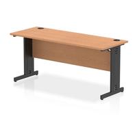 Impulse 1600 x 600mm Straight Office Desk Oak Top Black Cable Managed Leg