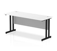 Impulse 1600 x 600mm Straight Office Desk White Top Black Cantilever Leg