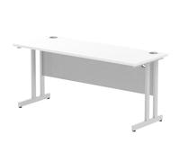 Impulse 1600 x 600mm Straight Office Desk White Top Silver Cantilever Leg