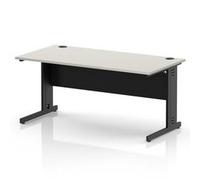 Impulse 1600 x 800 Office Desk Dove Grey Top Black Cable Managed Leg