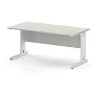 Impulse 1600 x 800 Office Desk Dove Grey Top White Cable Managed Leg