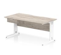 Impulse 1600 x 800 Scalloped Desk Grey Oak White Cable Managed 1D Ped