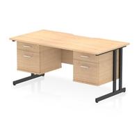 Impulse 1600 x 800 Scalloped Desk Maple Black Cantilever Leg 2x2D Ped