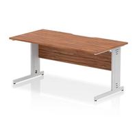 Impulse 1600 x 800 Scalloped Desk Walnut Top Silver Cable Managed Leg