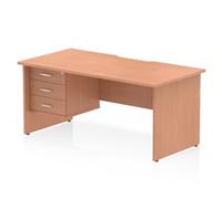 Impulse 1600 x 800mm Scalloped Desk Beech Panel End + 3D Ped
