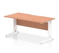 Impulse 1600 x 800mm Scalloped Desk Beech White Cable Managed Leg