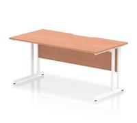 Impulse 1600 x 800mm Scalloped Desk Beech White Cantilever Leg