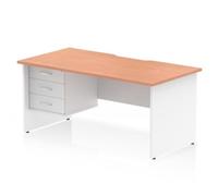 Impulse 1600 x 800mm Scalloped Desk Beech White Panel End + 3D Ped
