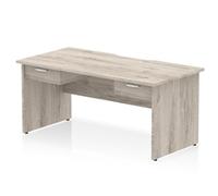 Impulse 1600 x 800mm Scalloped Desk Grey Oak Panel End 2x1D Ped