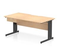 Impulse 1600 x 800mm Scalloped Desk Maple Black Cable Managed + 1D Ped