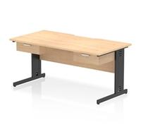 Impulse 1600 x 800mm Scalloped Desk Maple Black Cable Managed 2x1D Ped