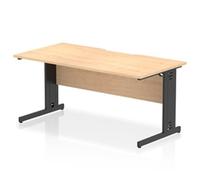 Impulse 1600 x 800mm Scalloped Edge Straight Office Desk Maple Top Black Cable M