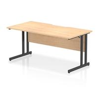 Impulse 1600 x 800mm Scalloped Edge Straight Office Desk Maple Top Black Cantilever Leg