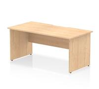 Impulse 1600 x 800mm Scalloped Edge Straight Office Desk Maple Top Panel End Leg