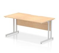 Impulse 1600 x 800mm Scalloped Edge Straight Office Desk Maple Top Silver Cantilever Leg