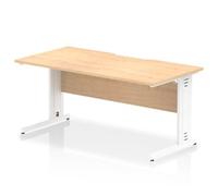 Impulse 1600 x 800mm Scalloped Edge Straight Office Desk Maple Top White Cable M