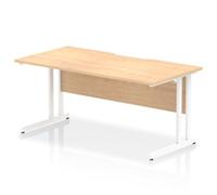 Impulse 1600 x 800mm Scalloped Edge Straight Office Desk Maple Top White Cantile