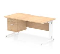 Impulse 1600 x 800mm Scalloped Desk Maple White Cable Managed + 2D Ped