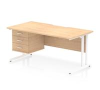 Impulse 1600 x 800mm Scalloped Desk Maple White Cantilever + 3D Ped