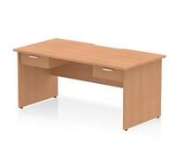 Impulse 1600 x 800mm Scalloped Desk Oak Top Panel End 2x1D Ped