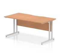 Impulse 1600 x 800mm Scalloped Desk Oak Top Silver Cantilever Leg