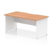 Impulse 1600 x 800mm Scalloped Edge Straight Office Desk Oak Top White Panel End