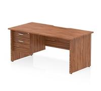 Impulse 1600 x 800mm Scalloped Desk Walnut Top Panel End + 2D Ped