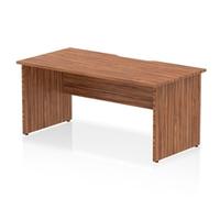 Impulse 1600 x 800mm Scalloped Edge Straight Office Desk Walnut Top Panel End Leg