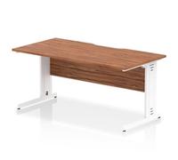 Impulse 1600 x 800mm Scalloped Desk Walnut Top White Cable Managed Leg