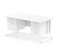 Impulse 1600 x 800mm Scalloped Desk White Cantilever Leg 2D + 3D Ped