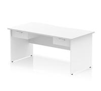 Impulse 1600 x 800mm Scalloped Desk White Top Panel End 2x1D Ped