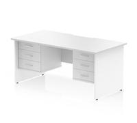 Impulse 1600 x 800mm Scalloped Desk White Top Panel End 2x3D Ped